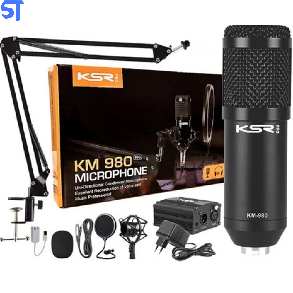 Microfone Condensador Ksr Km-980 Pro - Kit Youtuber